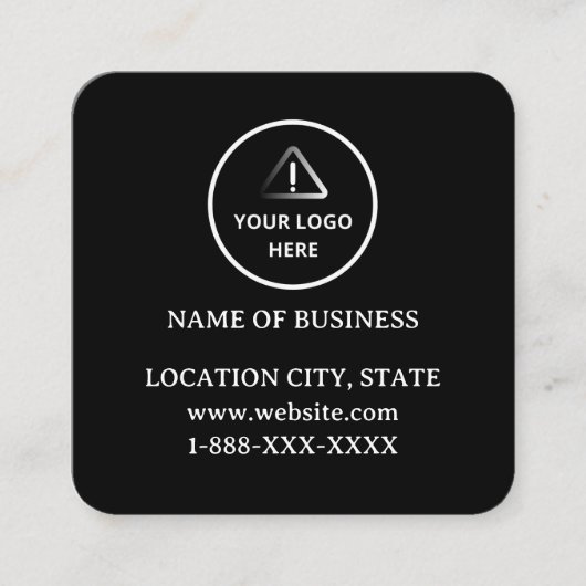 Modern Black Custom Logo and QR Code Vierkante Visitekaartje (Voorkant)