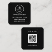Modern Black Custom Logo and QR Code Vierkante Visitekaartje (Voorkant / Achterkant)