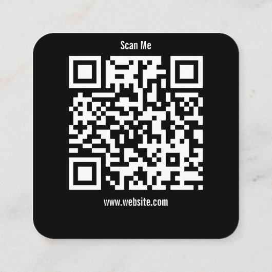 Modern Black Custom Logo and QR Code Vierkante Visitekaartje (Achterkant)