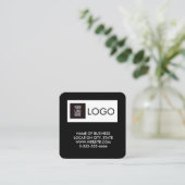 Modern Black Custom Logo & QR Code Square Business Vierkante Visitekaartje (Staand voorkant)