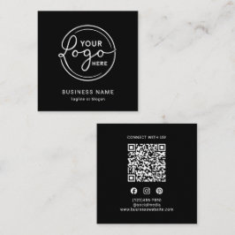 Modern Black Custom Logo QR Code Vierkante Visitekaartje