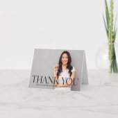 Modern Black Custom Photo Afstuderen Bedankkaart (Voorkant)