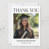 Modern Black Custom Photo Afstuderen Bedankkaart (Voorkant)