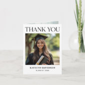 Modern Black Custom Photo Afstuderen Bedankkaart (Voorkant)