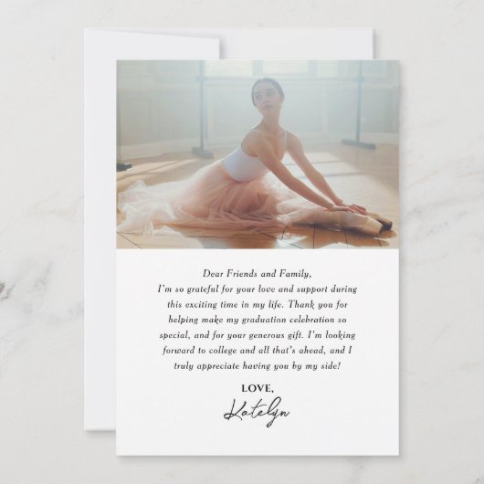 Modern Black Custom Photo Afstuderen Bedankkaart (Achterkant)