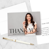 Modern Black Custom Photo Afstuderen Bedankkaart