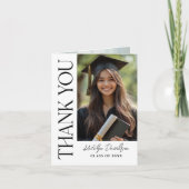 Modern Black Custom Photo Afstuderen Bedankkaart (Voorkant)