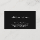 Modern Black Custom Text Christian Church Pastor Visitekaartje (Achterkant)