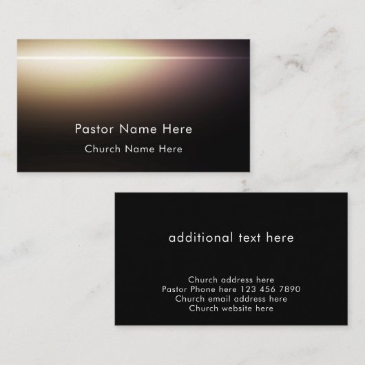 Modern Black Custom Text Christian Church Pastor Visitekaartje (Voorkant / Achterkant)