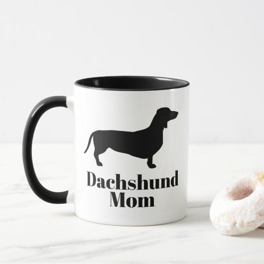Modern Black Dachshund Silhouette Dachshund Mam Mok (Met donut)