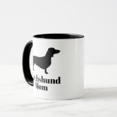 Modern Black Dachshund Silhouette Dachshund Mam Mok (Voorkant links)