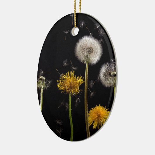 Modern Black Dandelion Keramisch Ornament (Links)