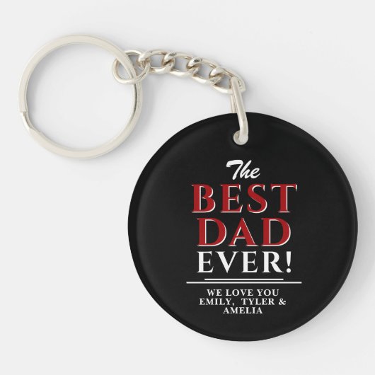 Modern Black De beste vader ooit Typografie Sleutelhanger (Voorkant)