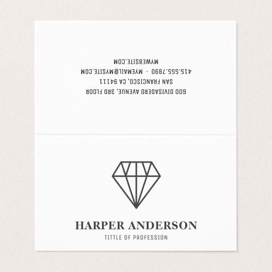 Modern Black Diamond Professional Visitekaartje (Buitenkant ongevouwen)