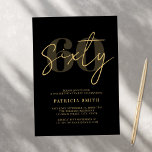 Modern Black Elegant 60th Birthday Kaart<br><div class="desc">Modern Black Elegant 60th Birthday Invitation. Biedt minimalistische scriptkalligrafie en vettige typografie.</div>