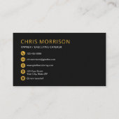 Modern Black Elegant Catering Food Visitekaartje (Achterkant)