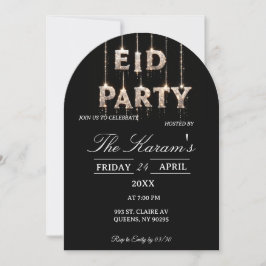 Modern Black elegant Eid Party Invitation Card Kaart