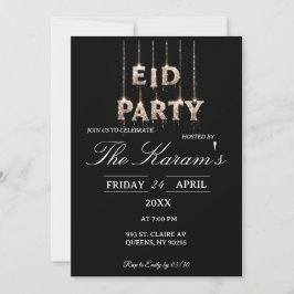 Modern Black elegant Eid Party Invitation Kaart