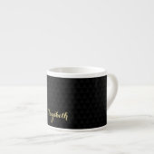 Modern Black Elegant Gold Script Chic Monogramed Espresso Kop (Voorkant rechts)