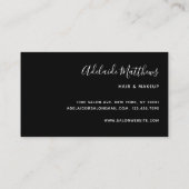 Modern Black Elegant Hair Stylist Makeup Artist Visitekaartje (Achterkant)