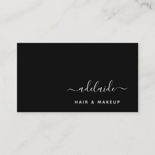 Modern Black Elegant Hair Stylist Makeup Artist Visitekaartje (Voorkant)