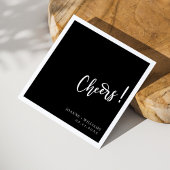 Modern Black Elegant Hand Lettering Cheers Wedding Servet