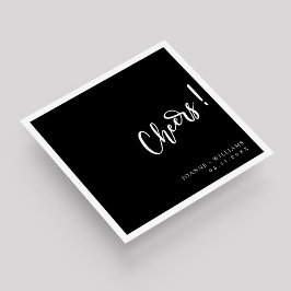 Modern Black Elegant Hand Lettering Cheers Wedding Servet