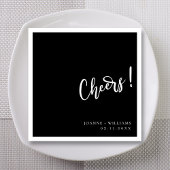 Modern Black Elegant Hand Lettering Cheers Wedding Servet