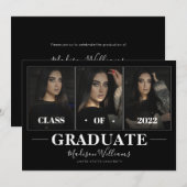 Modern Black Elegant Photo Collage Afstuderen Kaart (Voorkant / Achterkant)