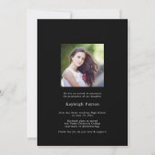 Modern Black Elegant Script Graduation Photo Aankondiging (Achterkant)
