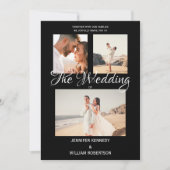 Modern Black Elegant Script Photo Classic Wedding  Kaart (Voorkant)