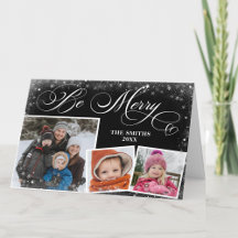 Modern Black Elegant Script Snowflakes Bokeh Flare