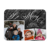 Modern Black Elegant Script Snowflakes Bokeh Flare Magneet (Horizontaal)