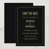 Modern Black Elegant Simple Minimalist Wedding Save The Date (Voorkant / Achterkant)