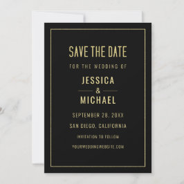 Modern Black Elegant Simple Minimalist Wedding Save The Date