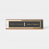 Modern Black Elegant Trendy White Marble Script Bureau Naambordje (Voorkant)