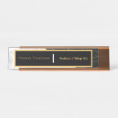 Modern Black Elegant Trendy White Marble Script Bureau Naambordje (Voorkant)