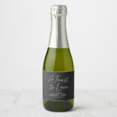 Modern Black Elegant Wedding Sparkling Wine Label Sparkling Wijnetiket (Voorkant)