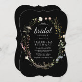 Modern Black Elegant Wildflower Vrijgezellenfeest Kaart (Voorkant / Achterkant)