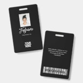 Modern Black Employee Photo, Logo, Name Badge (Voor- en achterkant)