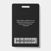 Modern Black Employee Photo, Logo, Name Badge (Achterkant)