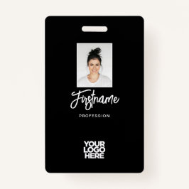 Modern Black Employee Photo, Logo, Name Badge