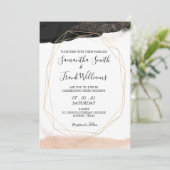 Modern Black en Blush Pink Wedding Invitation Kaart (Staand voorkant)