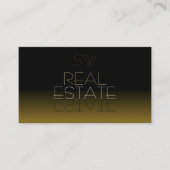 Modern Black en Brown Mirror Font met Monogram Visitekaartje (Voorkant)