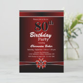 Modern Black en Burgundy 80th Birthday Party Kaart (Staand voorkant)
