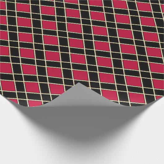 Modern Black en Burgundy Red, gebarsten patroon Cadeaupapier (Hoek)