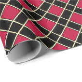 Modern Black en Burgundy Red, gebarsten patroon Cadeaupapier (Rol Hoek)