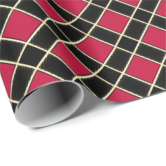 Modern Black en Burgundy Red, gebarsten patroon Cadeaupapier (Rol Hoek)