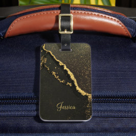 Modern Black en Gold Bagagelabel