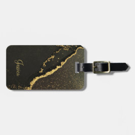 Modern Black en Gold Bagagelabel